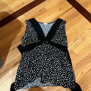 Polka Dot Sleeveless Top - Black and White